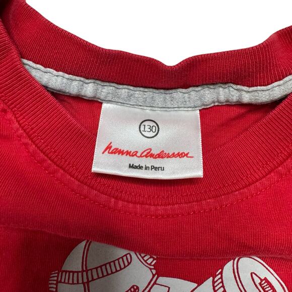 HANNA ANDERSSON Red Robot Graphic Tee Size 8 130 Kids Long Sleeve 100% Cotton - Picture 3 of 4